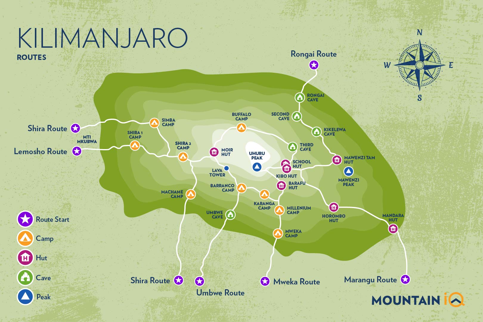 Kilimanjaro Routes map All routes